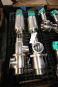 2 Qty. Tri Clove 4" 3-Way Long Stem Clamp Type,SS Air Valves, with Control Tops(INV#78041)(Located @