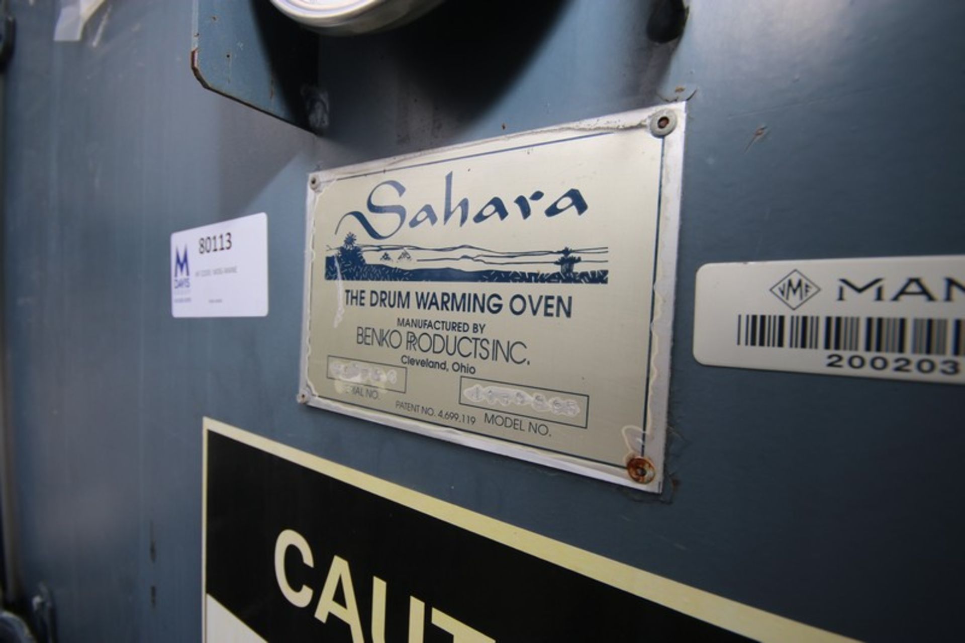 Sahara Electric Drum Warming Oven,Model J139895, S/N S4RFCS, 67" W x 61" D x 66", 200 psi Max (INV# - Image 2 of 4