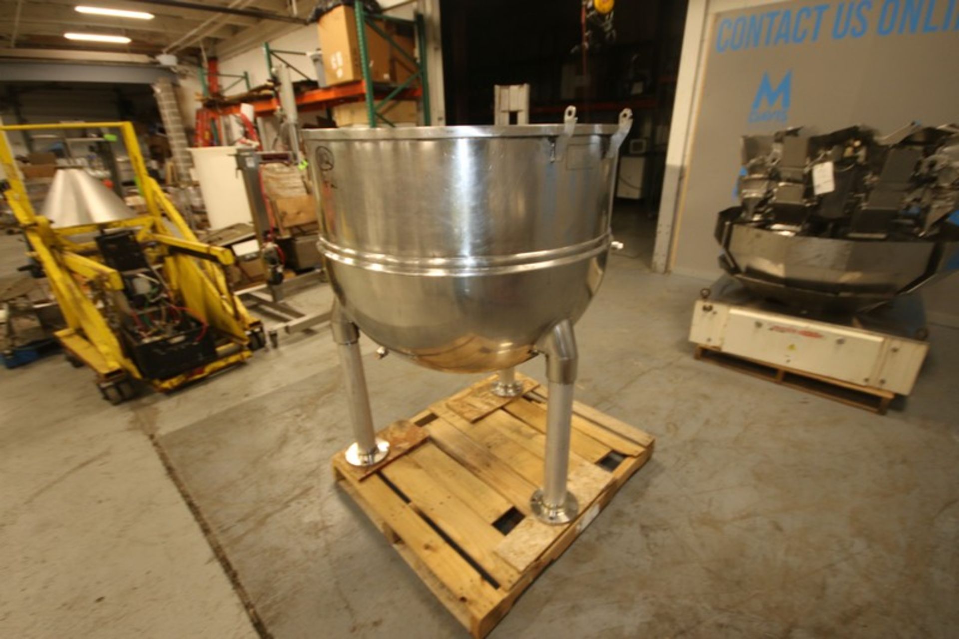 Groen 150 Gal. S/S Kettle,M/N N150SP, MAX. W.P. 100 PSI @ 338 F, Mounted on S/S Legs (INV#80192)( - Image 4 of 7