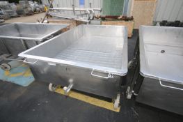 Portable S/S Cheese Drain Table, 3" Clamp Type Bottom Connection, Internal Dims.: 70" L x 44" W x