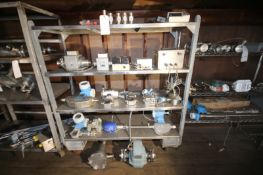 Lot of Endress Hauser, Accurate & FoxboroFlow Meters with Readouts & printer on (4) Shelves, (