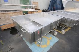 Portable S/S Cheese Drain Table, 3" Clamp Type Bottom Connection, Internal Dims.: Aprox. 70" L x 44"