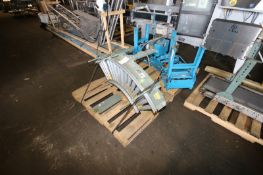 Lot of (4) Sections of Hytrol Skate & BeltConveyor Sections, Includes (2) 5' L x 13" W Turns & (1)
