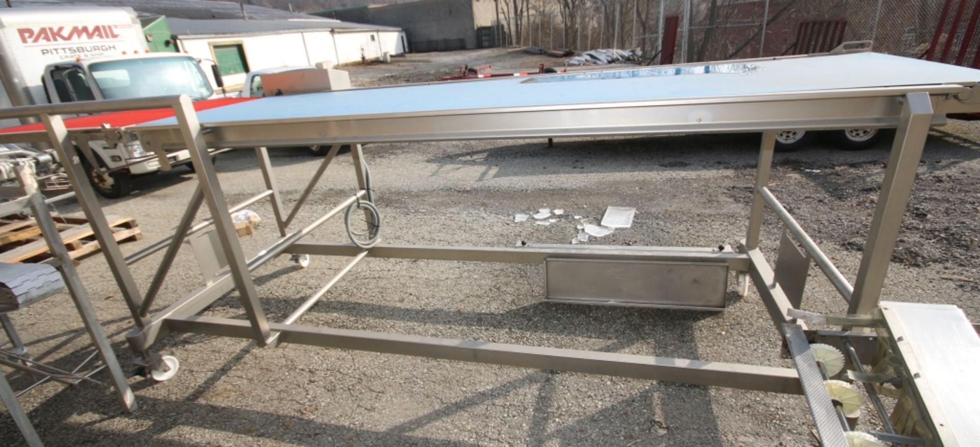 S/S Portable Power BeltConveyor with 43" W Belt & Drive with 5 ft L Eagle Belt Connection, Overall