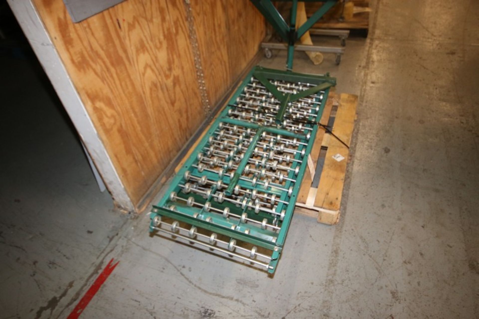 2-Sections of Roller Conveyor,Aprox. 67" L x 22" W, Mounted with Portable Leg Frames (INV#74799)(