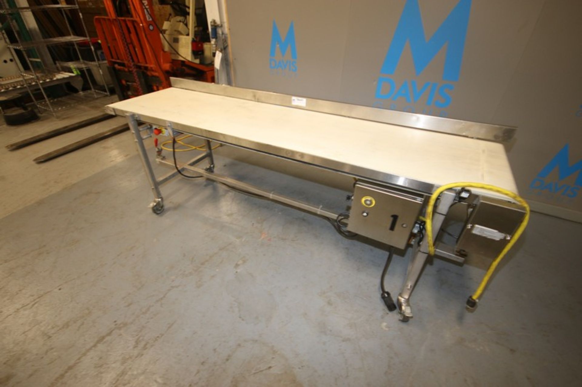 MK North America Straight Section of Conveyor, with S/S Back Splash, Overall Dims.: Aprox. 8' L x