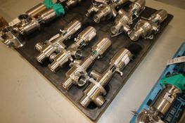 Lot of (4) Tri Clover 2.5" Clamp Type 3-Way Long Stem S/S Air Valves, Model 761 With Control Tops(