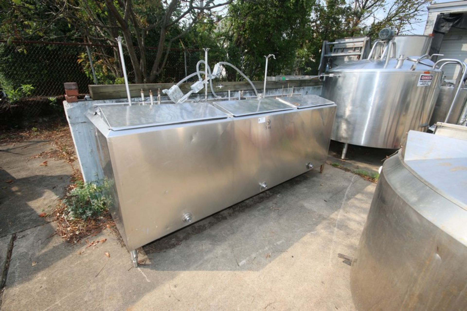3 Compartment @ Aprox. 50 Gallon, S/S InsulatedFlavor Tank, with Lids, Includes Agitator Shafts, 1.