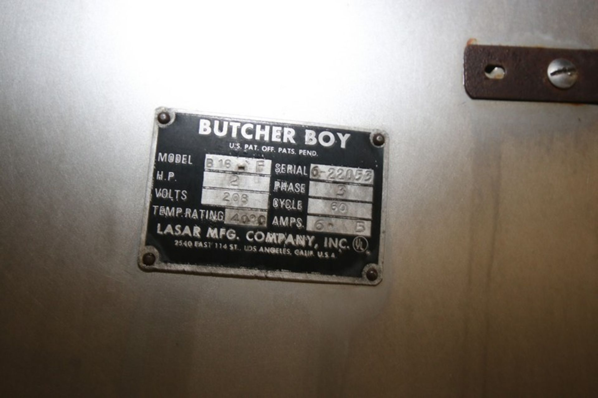 Butcher Boy S/S Vertical Meat Saw, M/N B16-F, S/N 6-22053, 203 Volts, 3 Phase, with Aprox. 36" L x - Image 5 of 9