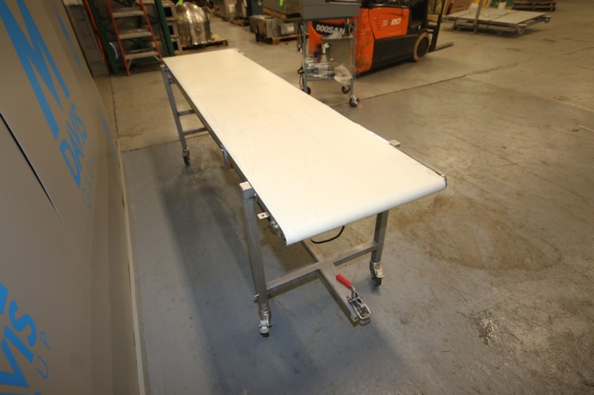 Straight Section of Conveyor, Overall Dims.: Aprox. 8' L x 23-1/4" W Belt, Mounted on S/S Portable - Image 3 of 6