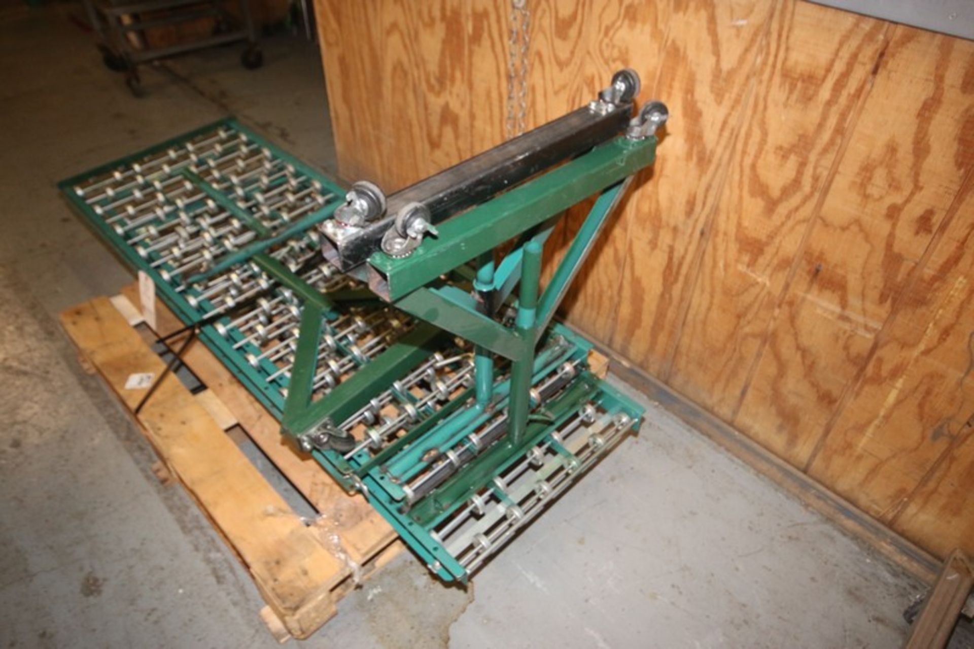 2-Sections of Roller Conveyor,Aprox. 67" L x 22" W, Mounted with Portable Leg Frames (INV#74799)( - Image 2 of 4