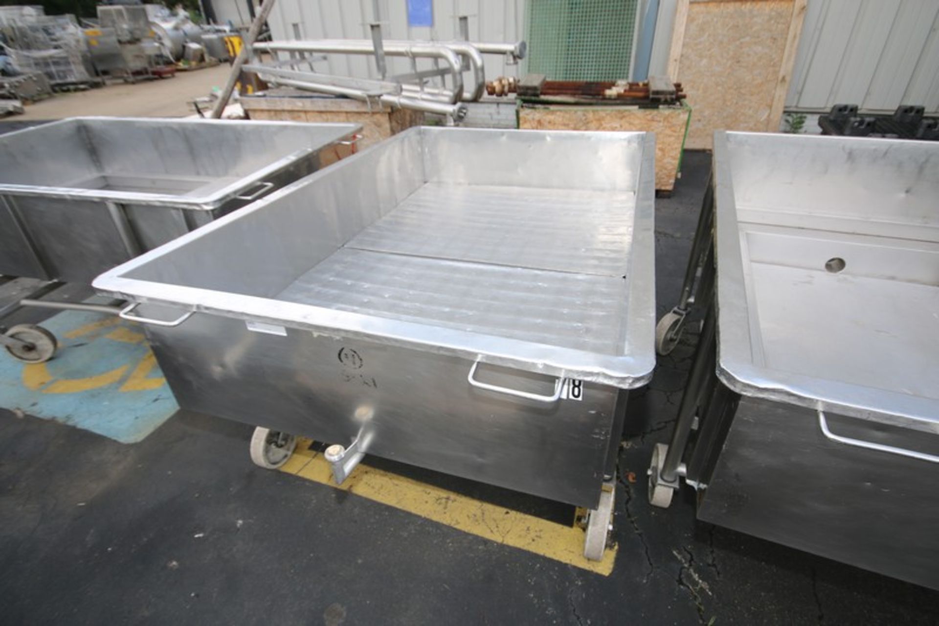 Portable S/S Cheese Drain Table,3" Clamp Type Bottom Connection, Internal Dims.: 70" L x 44" W x 16"
