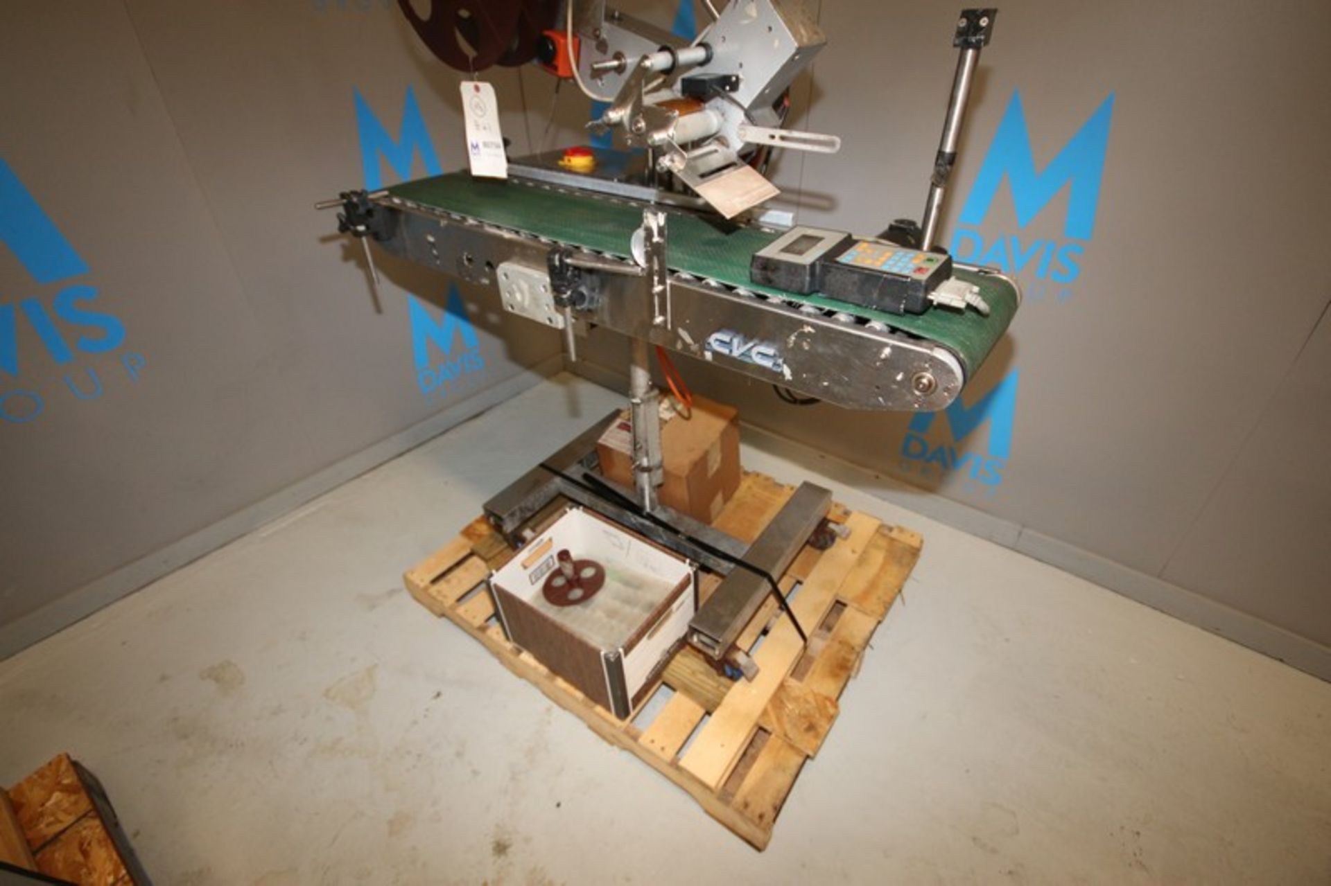 CVC In-Line Labeler,M/N C60, with Aprox. 9" W Belt, with Aprox. 50" L Conveyor, Mounted on S/S - Image 9 of 10