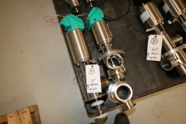 Lot of (2) Tri Clover 3" Clamp Type 3-Way & 2-Way S/S Air Valves with Control Tops (INV#80568)(