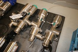 Lot of (4) Tri Clover 2.5" Clamp Type 3-Way Long Stem S/S Air Valves, Model 761, with Control Tops(