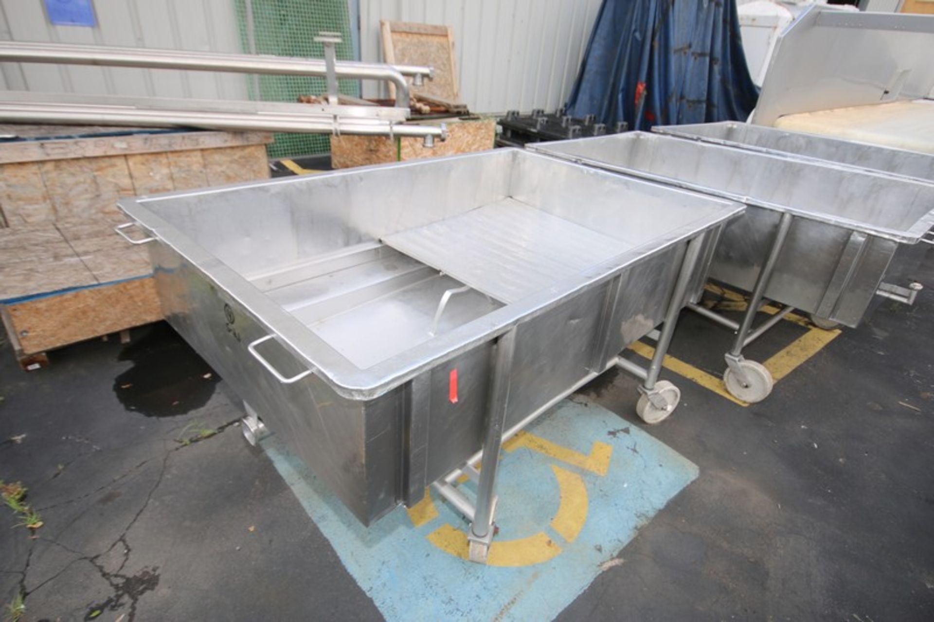 Portable S/S Cheese DrainTable, 3" Clamp Type Bottom Connection, Internal Dims.: Aprox. 70" L x