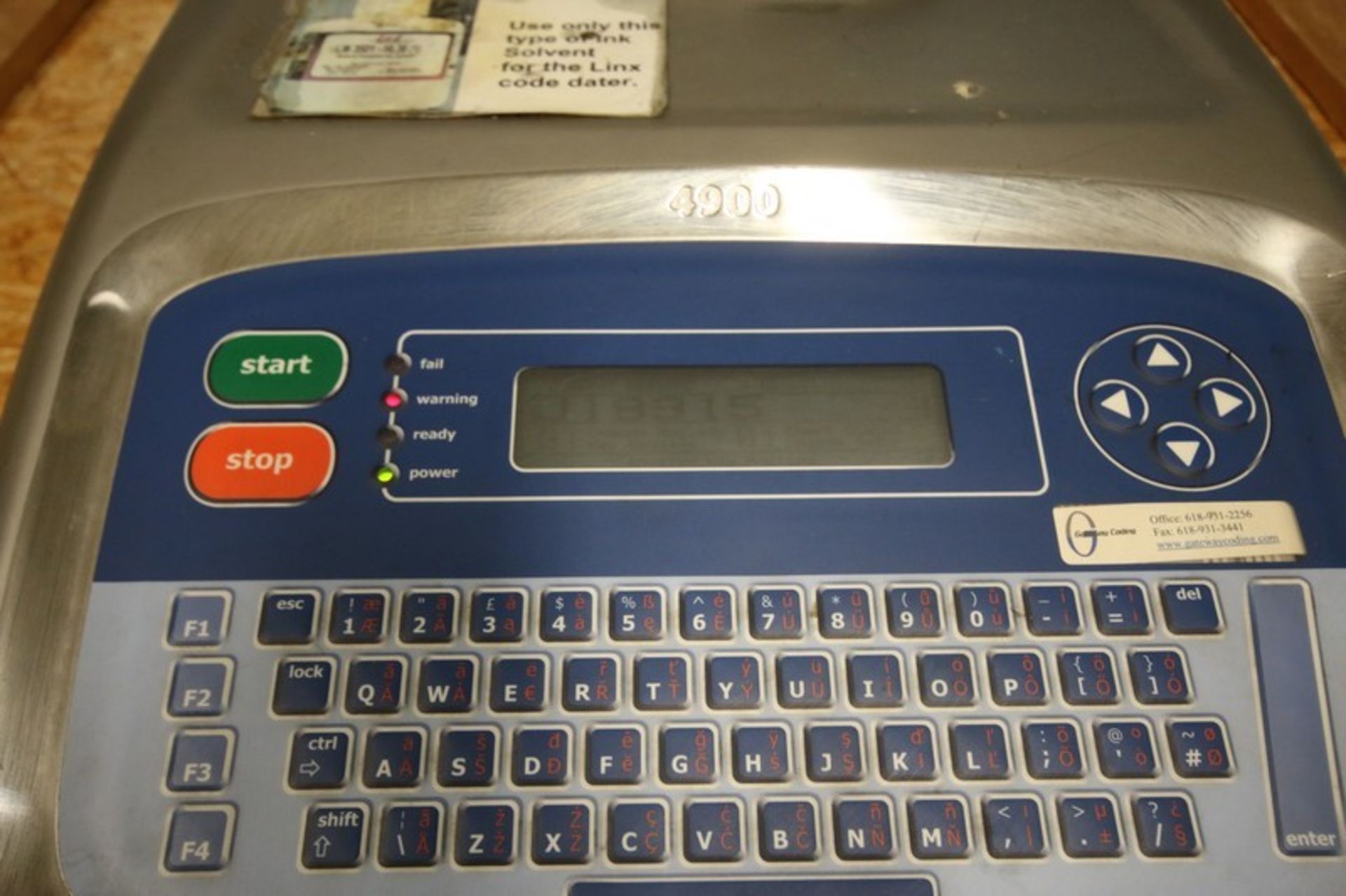 2015 Linx 4900 Ink Jet Coder, SN BN001, with (1) Head (INV#80965)(Located @ the MDG Auction Showroom - Image 2 of 3