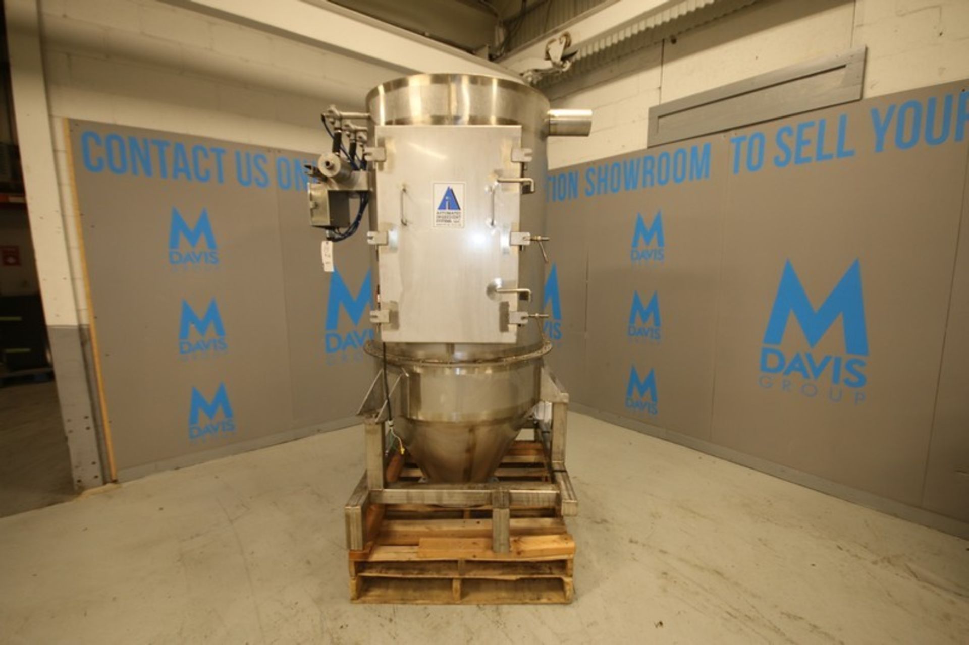 Automated Ingredient Systems Aprox. 82" H x 3' W Cone Bottom S/S Dust Collector, with (6)