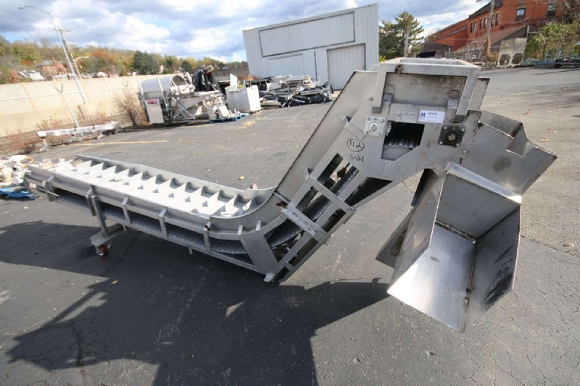 Maddox Metal Works Aprox. 13' 6" L, Inclined S/S Conveyor System, SN 91-31863, with 20" W Intralox