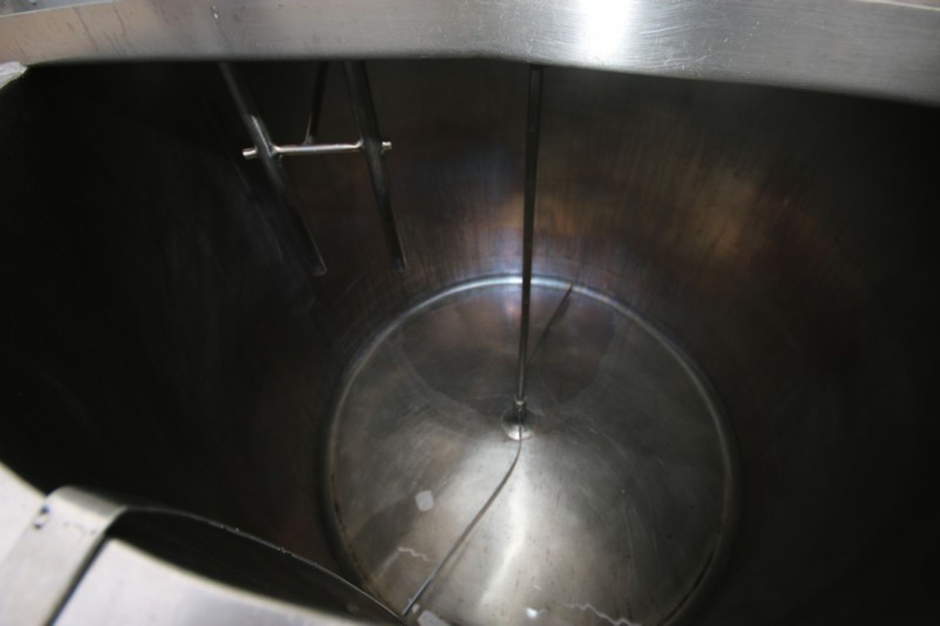 Aprox. 200 Gal. Hinged Lid S/S Jacketed Mix Tank,with Top Mounted Drive Motor with Bottom Sweep - Image 3 of 5