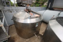 Cherry Burrell 300 Gal. Hinged Lid Jacketed S/SMix Tank, M/N WPT, S/N 300-56-3753, with Bottom Sweep