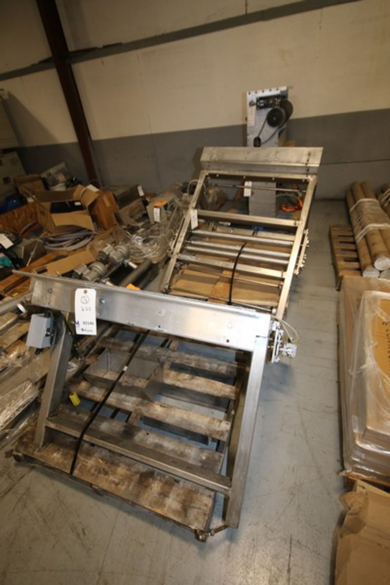 Lot of (5) Pallets of Conveyor Parts Includes 36" W Aluminum Drive Sections & 4' L x 34" W S/S