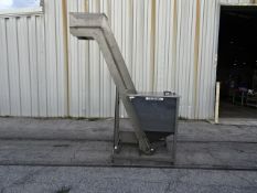 Stainless Steel Bottle Feed Hopper / Elevator; 12" W Belt; 100" H Chute Discharge Height