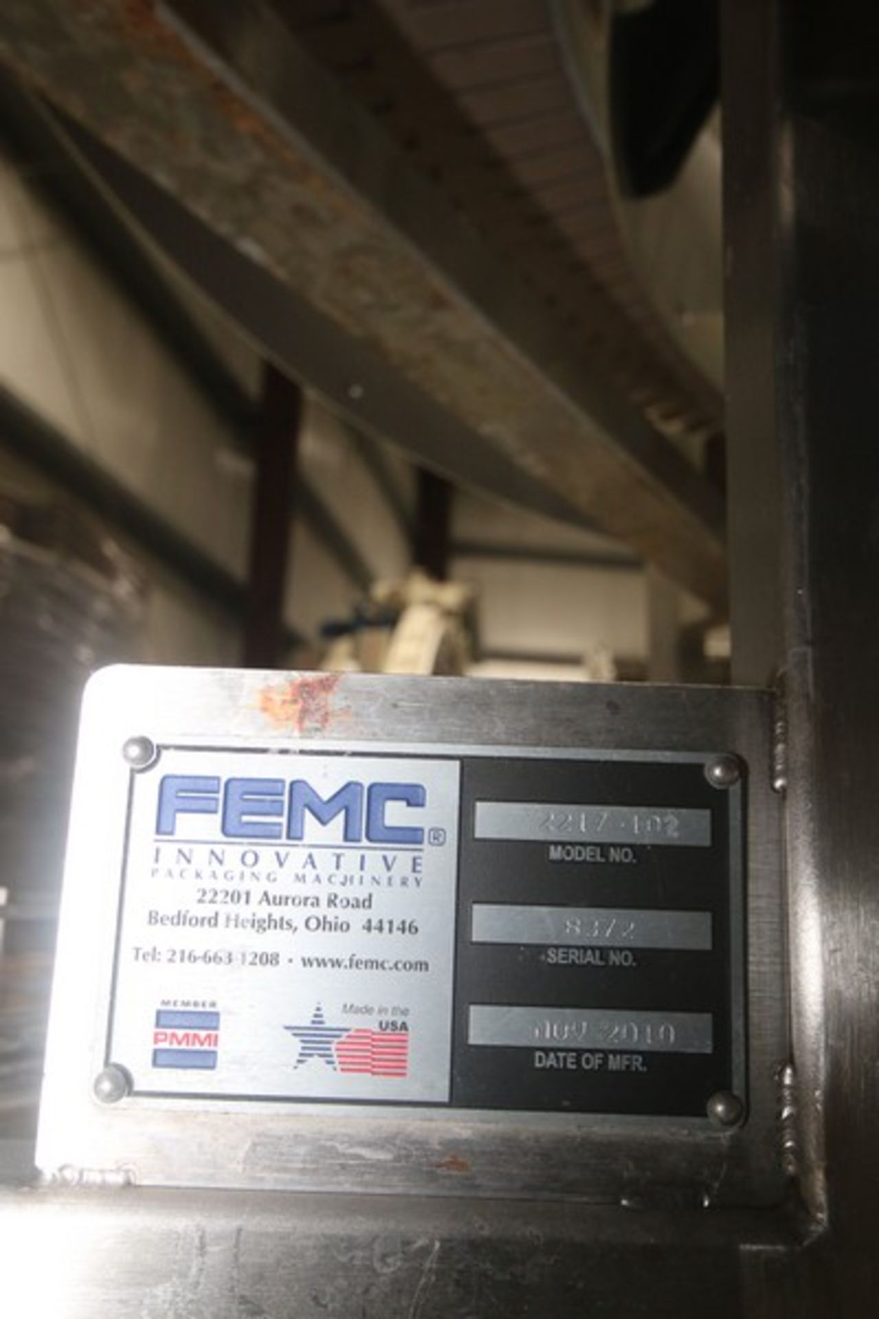 FEMC U-Shape Conveyor, M/N 2217-102, S/N 8372, with Aprox. 7-1/2" W Plastic Belt with Guide Rails, - Image 10 of 10