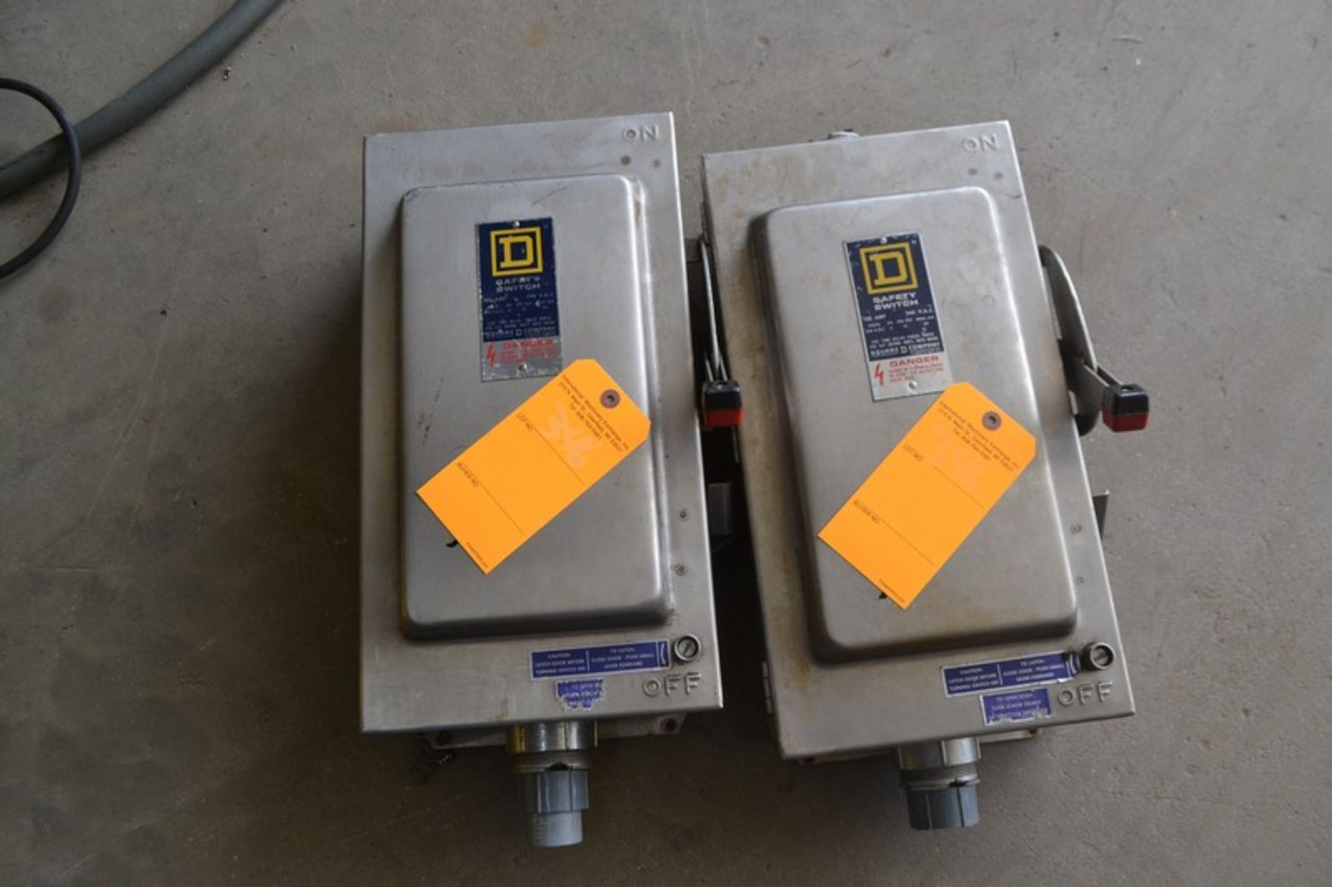 Lot of 2 All S/S Square D Disconnect Switches 100 Amp 240 Vac Rating Max 30 HP Rating. Required