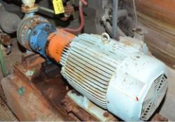 GOULDS STAINLESS STEEL CENTRIFUGAL PUMP WITH 20 HP ELECTRIC DRIVE MOTOR (LOCATED IN IOWA, RIGGING
