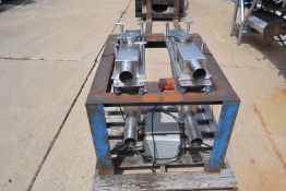 S/S Dual Head Vibrating Powder Screeners: 3" Round Pipe Inlet, and Discharge; on Steel Stand.