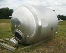 2,000 Gallon Hartel Process/Storage Tank, Dome Top, Dish Bottom, With 3” Center Bottom Outlet, No