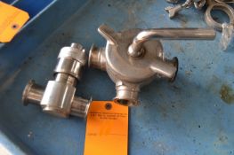 Lot w/ 1 S/S Manual Micrometer Valve, and (1) 3 S/S Way Plug Valve. Required Loading Fee For