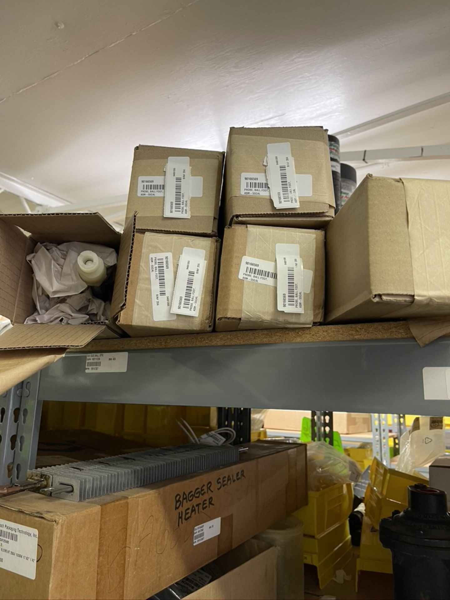 CONTENTS OF SHELVES, INCLUDING ASSORTED ELECTRICAL WIRING, (6) BOXES OF BALL FOOT PROBES (55 - Image 6 of 7