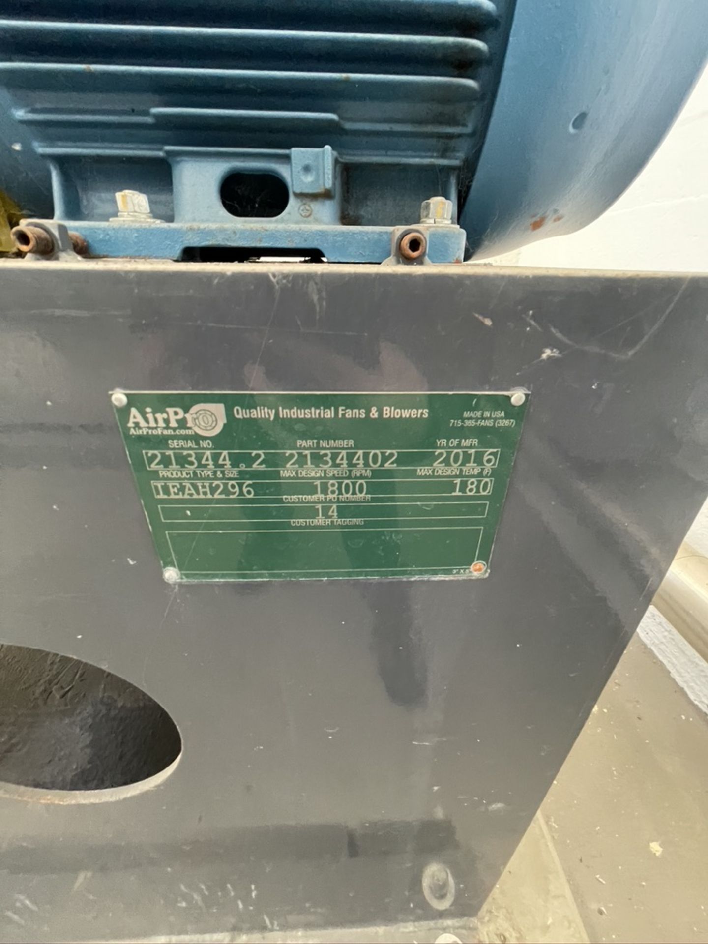 MUNTERS CUSTOM AIR HANDLER MODEL ICA-0750-021, S/N 1342, MAX AIR PRESSURE 10" W.C. MAX A - Image 10 of 14