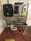 S/S SINK WITH 2.7 GALLON ELECTRIC WATER HEATER, S/S BACKSPLASH, TOWL AND SOAP DISPENSER, MOUNTED