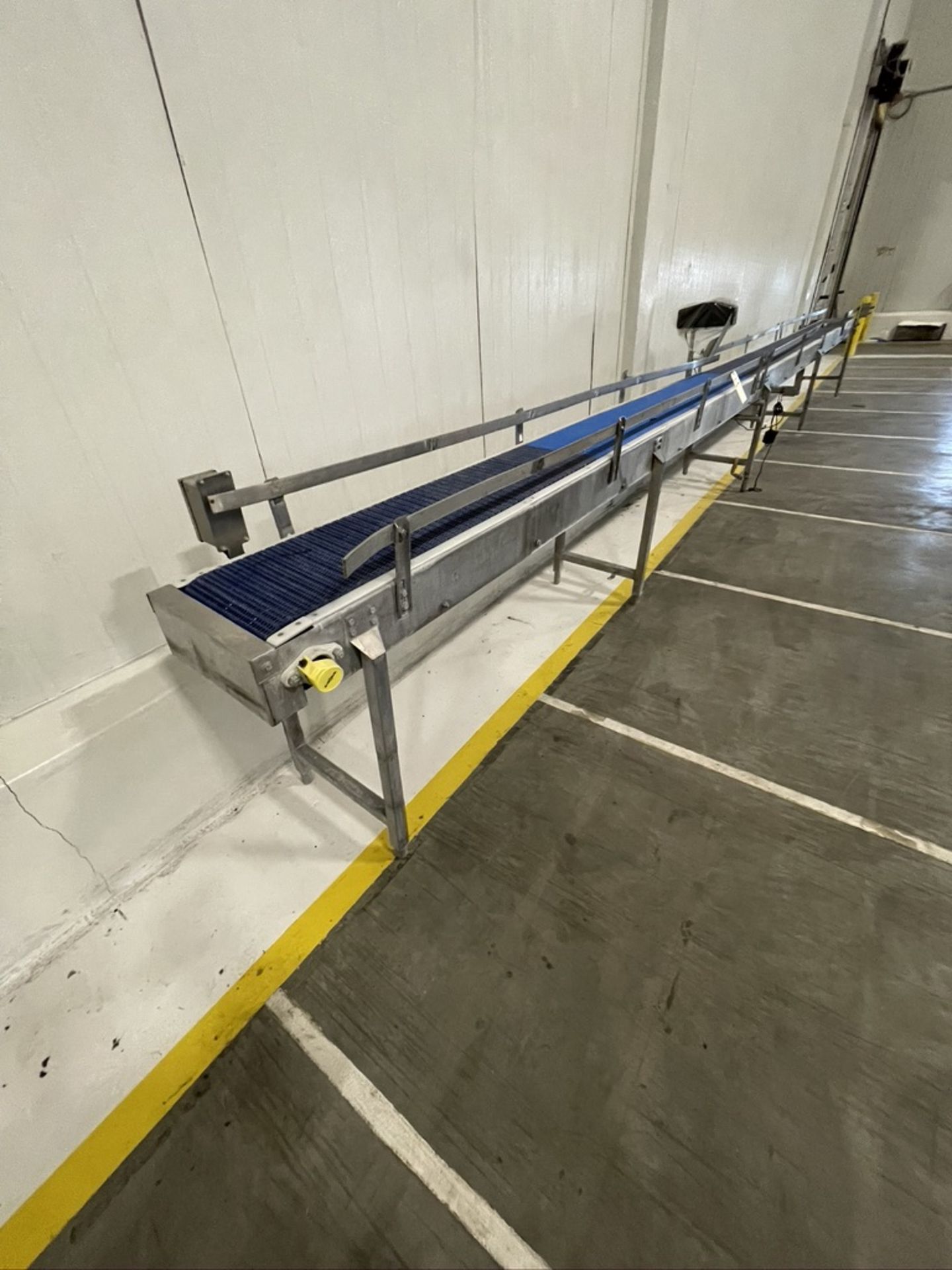 APPROX. 300" L X 12" W S/S FRAME CONVEYOR WITH LITTLE DAVIS MICROJET INK DATE CODER - Image 3 of 9