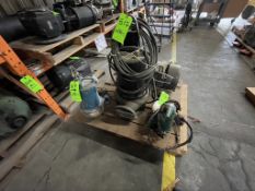 (3) ASSORTED SUBMERSIBLE PUMPS ON PALLET (SEE PHOTOS FOR SPECS)