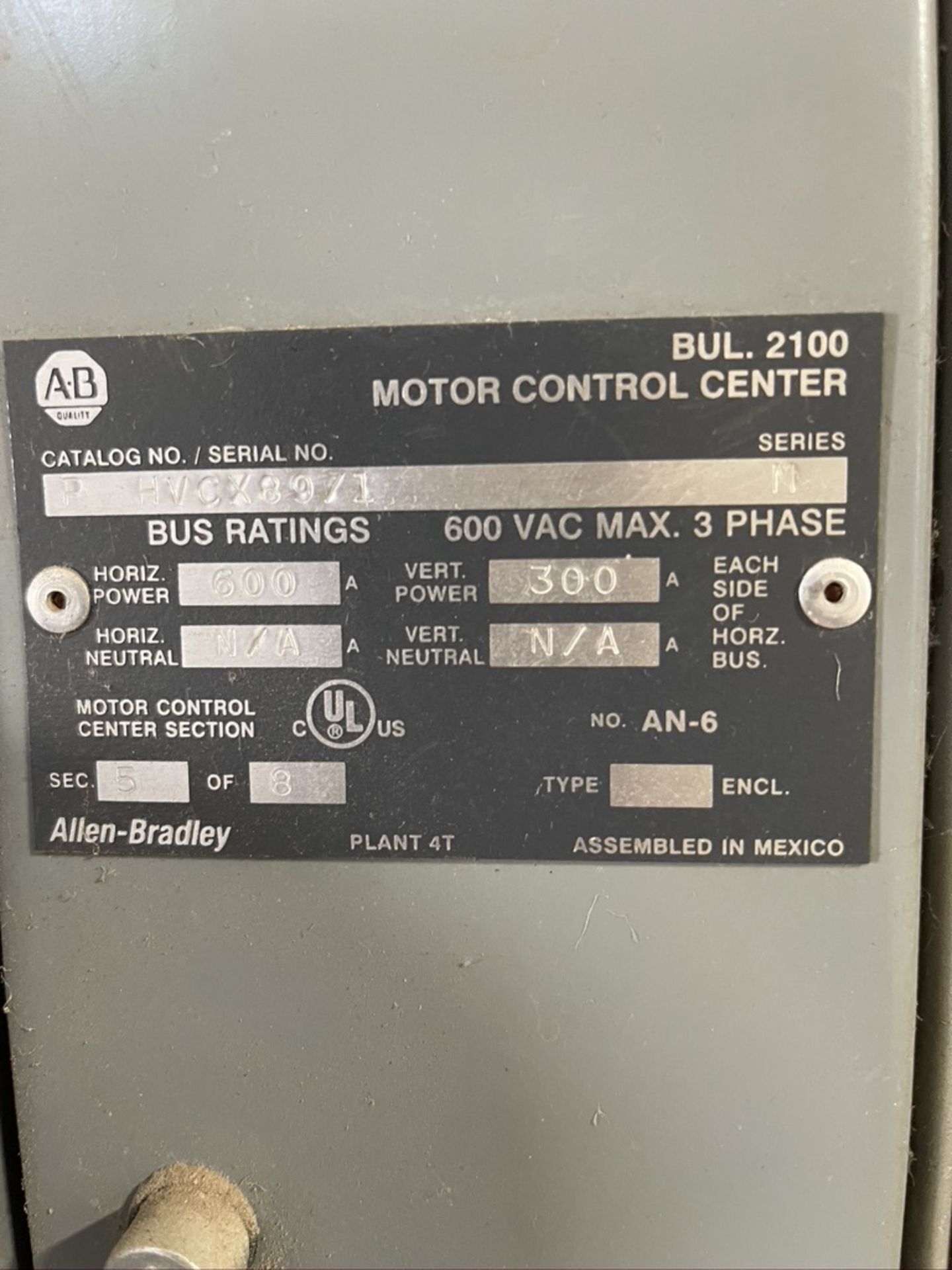 ALLEN-BRADLEY CENTERLINE INTELLICENTER 2100 21-BUCKET MOTOR CONTROL CENTER, S/N P HVCX89/1 (SEE - Image 11 of 24