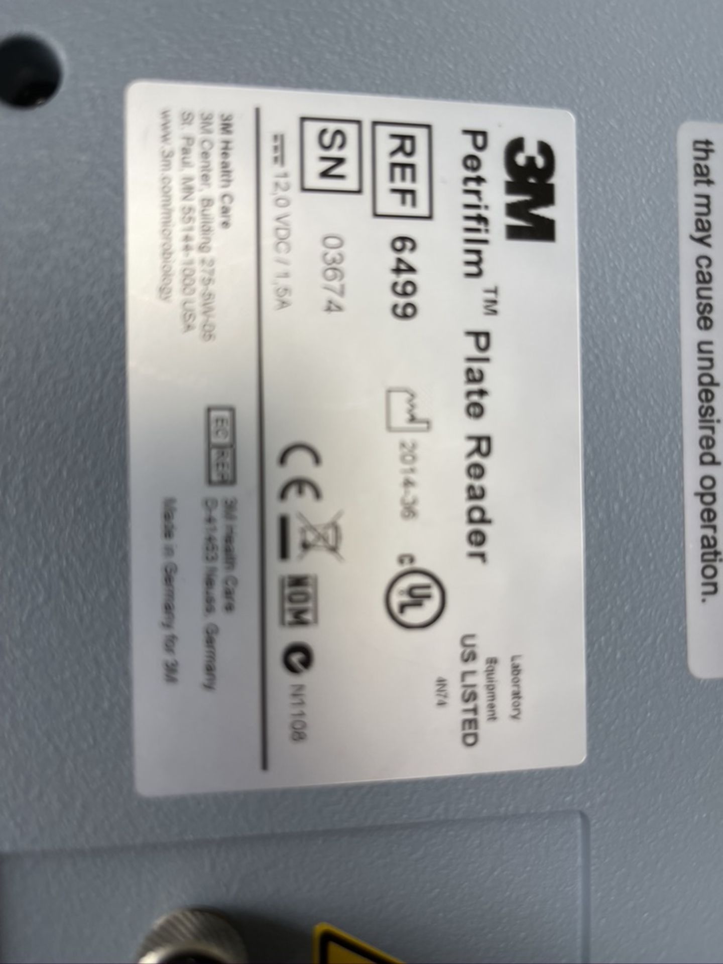 3M PETRIFILM PLATE READER, S/N 03674 - Image 4 of 4