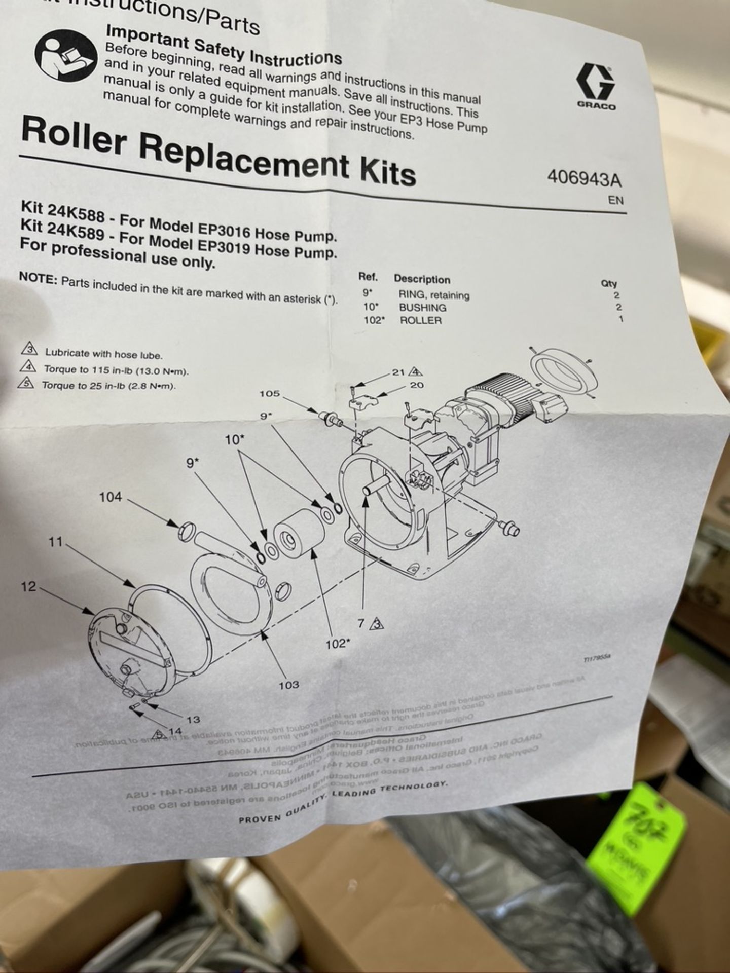 (3) GRACO ROLLER REPLACEMENT KITS (NEW IN BOX) - Image 3 of 6