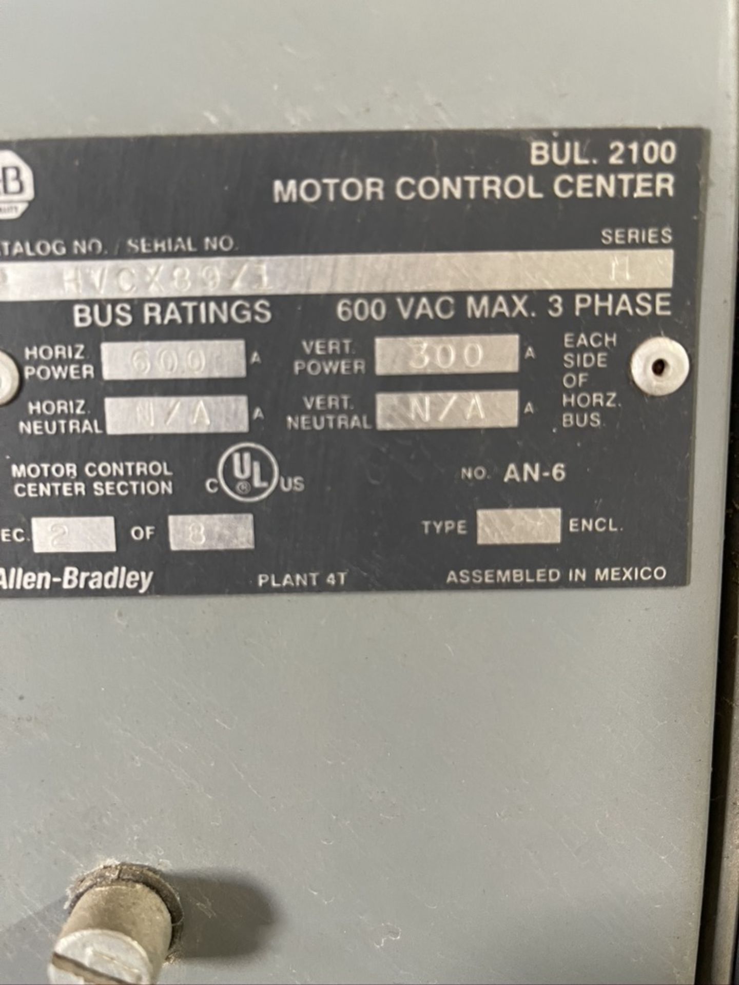 ALLEN-BRADLEY CENTERLINE INTELLICENTER 2100 21-BUCKET MOTOR CONTROL CENTER, S/N P HVCX89/1 (SEE - Image 9 of 24