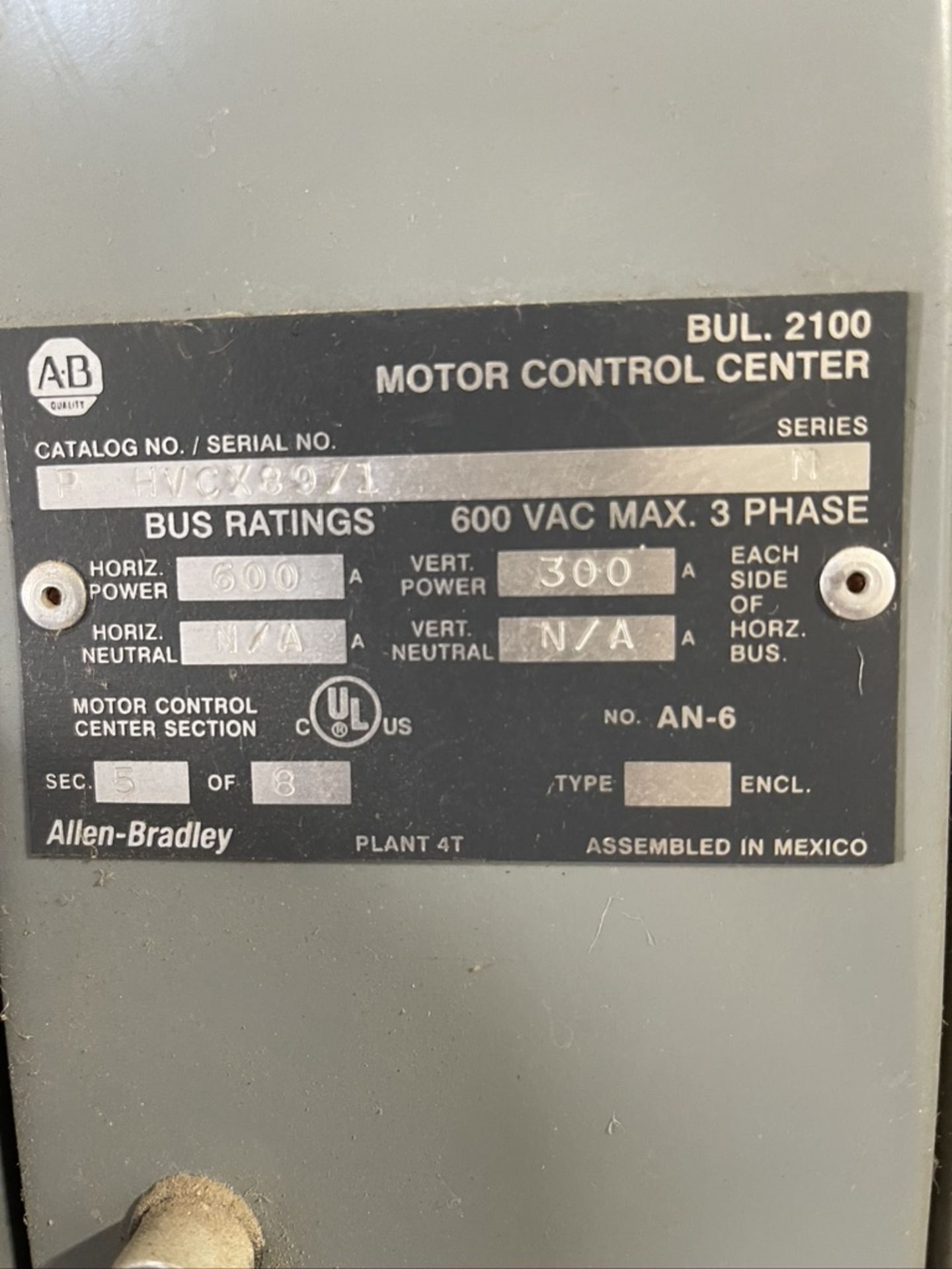 ALLEN-BRADLEY CENTERLINE INTELLICENTER 2100 21-BUCKET MOTOR CONTROL CENTER, S/N P HVCX89/1 (SEE - Image 10 of 24