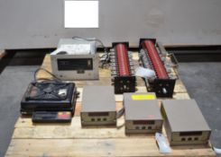 Assorted Lot of Weight Indicators, scale, ticket printer and rotary cam switches. (Located