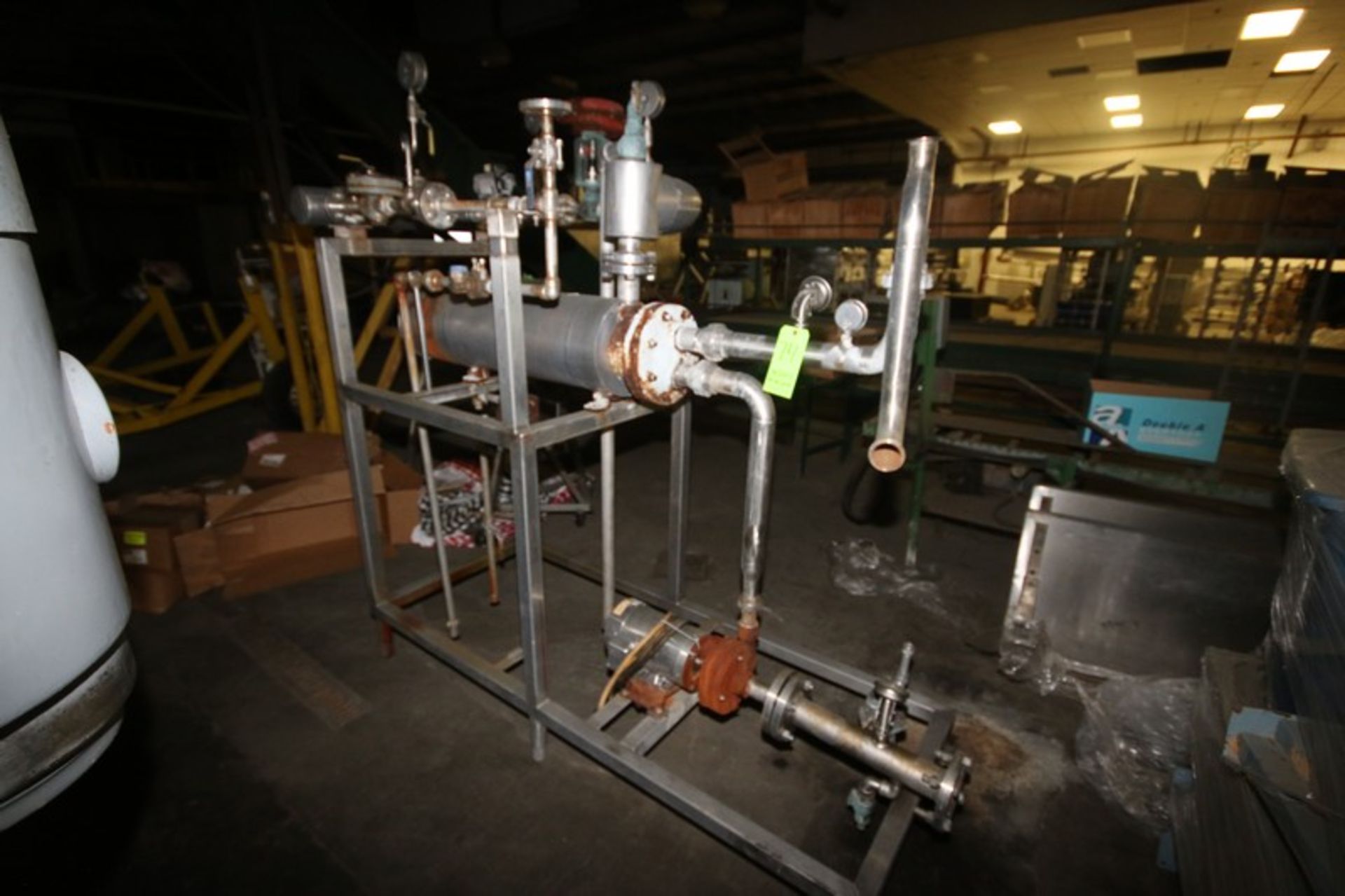 S/S Shell & Tube Heat Exchanger, Overall Dims.: Aprox. 37" L x 11" Dia., with Centrifugal Pump,