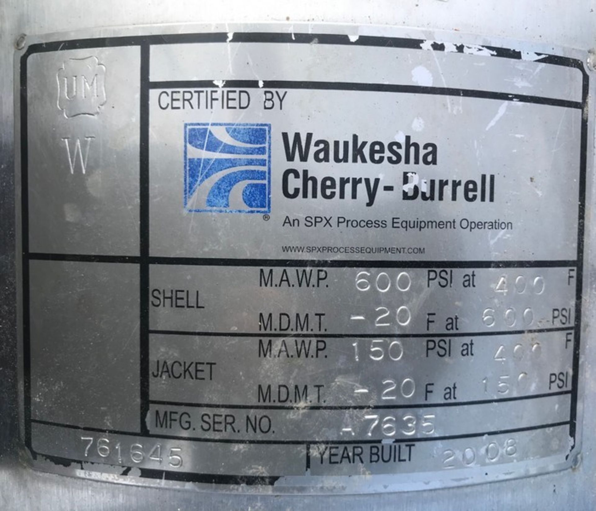 Waukesha Cherry Burrell Aprox. 6" Dia. x 84" L Contherm Votator II Scraped Surface S/S Heat - Image 2 of 3