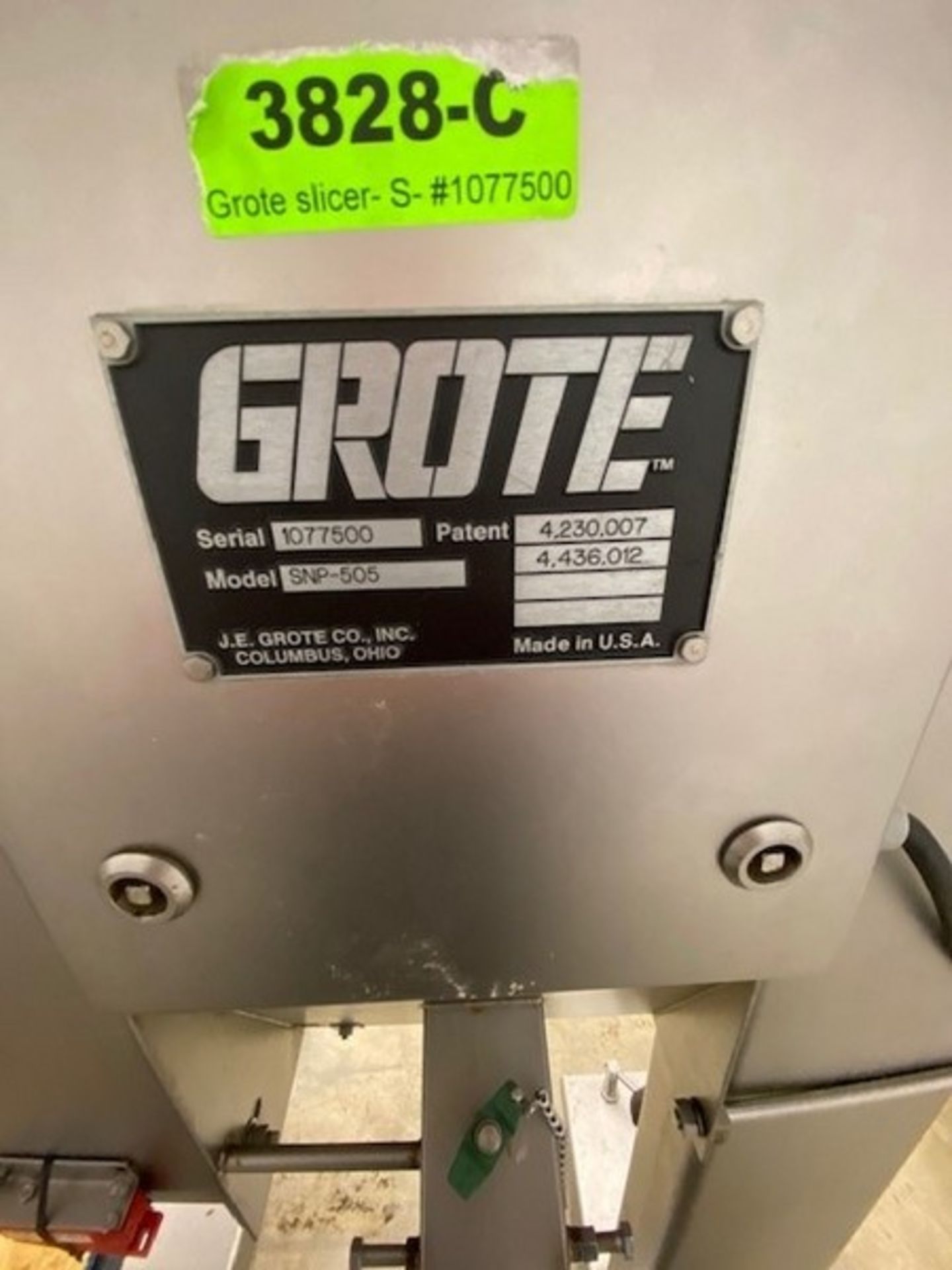 Grote S/S Slicer, M/N SNP-505, S/N 1077500, 220 Volts, 1 Phase, Mounted on Portable Frame (Located - Image 4 of 6