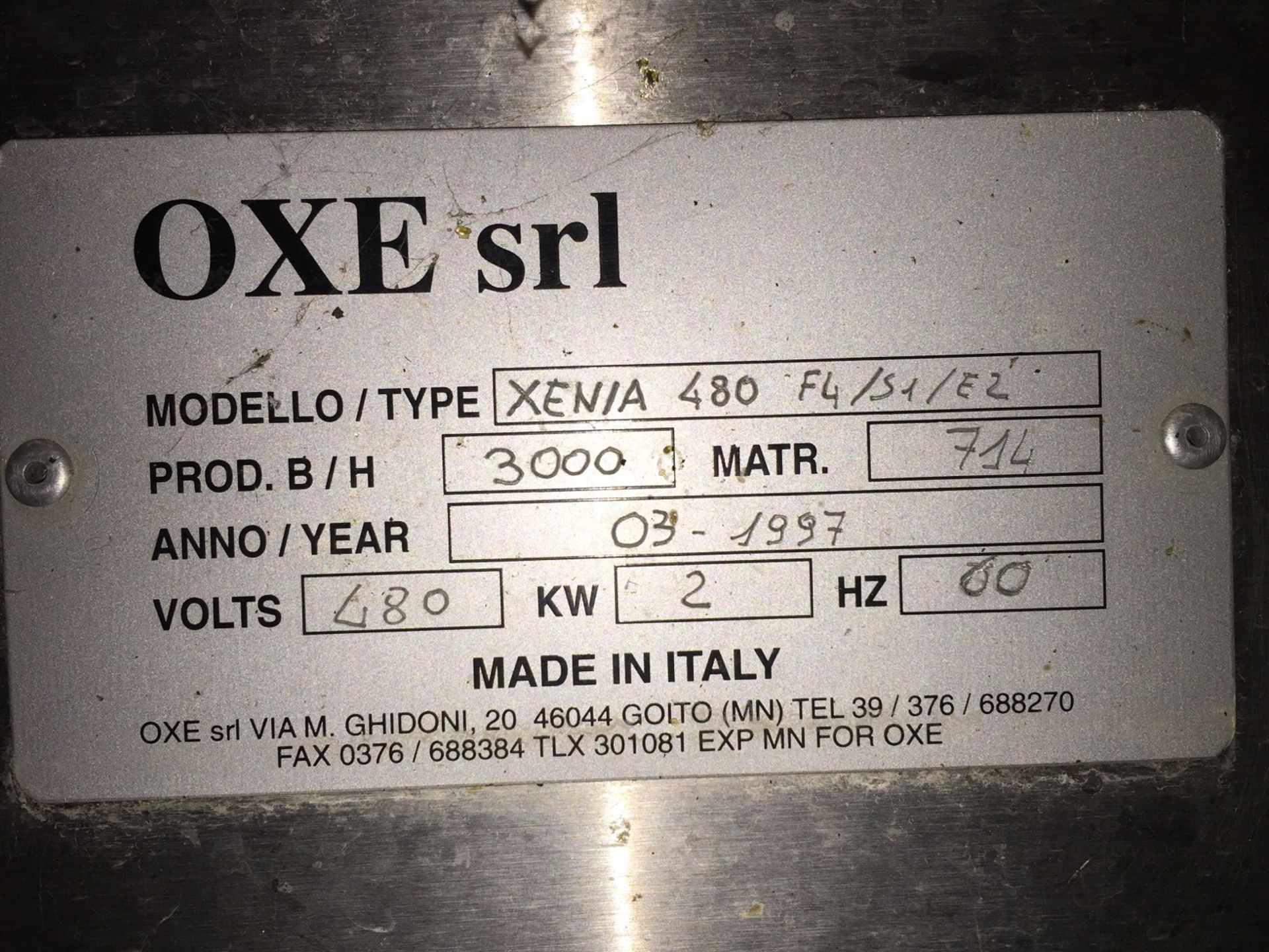 Used 4-Station OXE Xenia Cold Glue Labeler, Model Xenia 480, Mfg. 1997, 480V/3/60, Rated 50 bpm, - Image 9 of 9