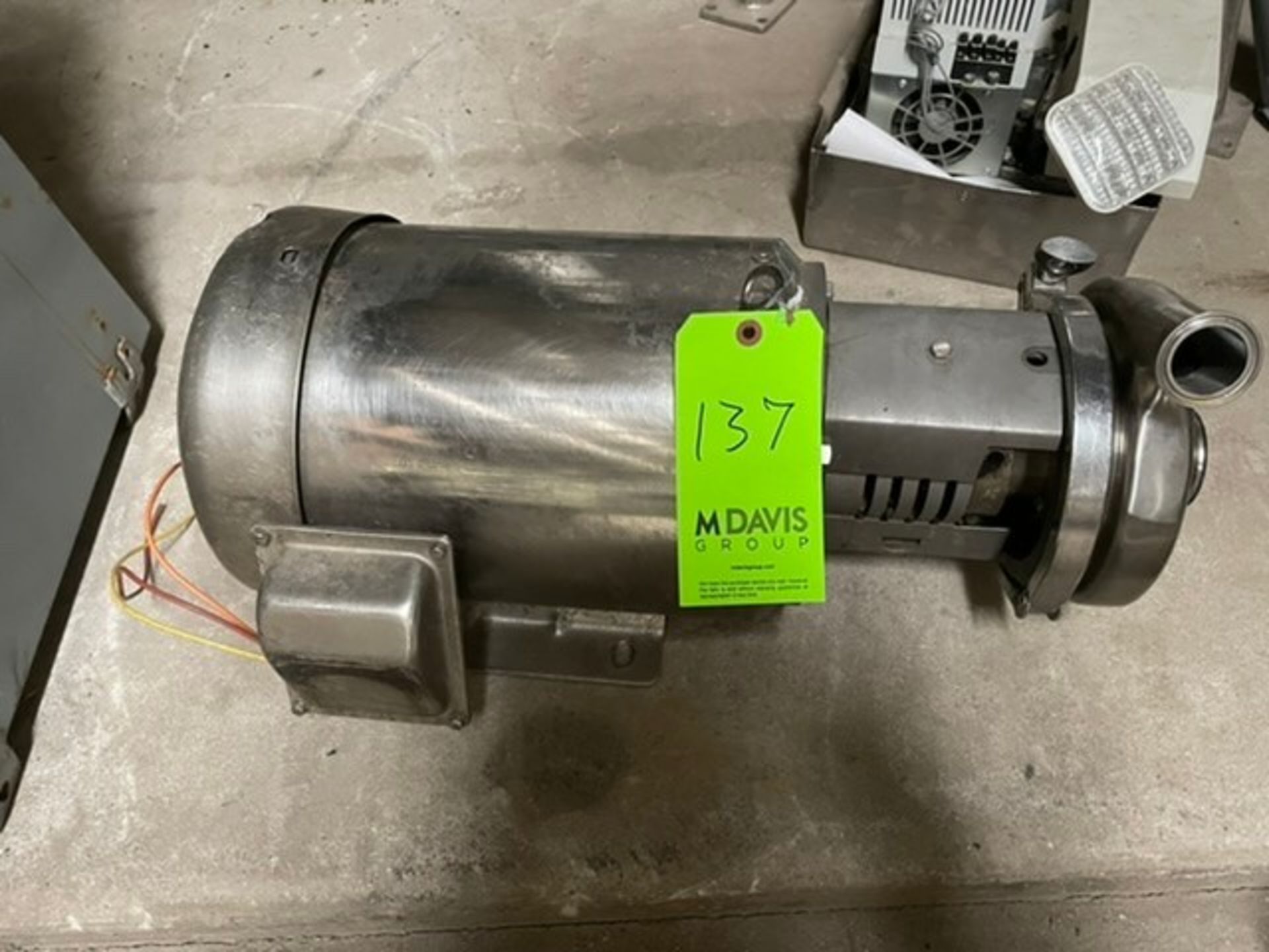 Stainless Steel Pump 10 HP; 3500 RPM; 2" IN/ 1 1/2" OUT (Load Fee $50) (Located Dixon, IL)