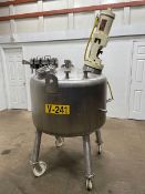 150 Gal. Portable S/S Mixing Tank Mounted on Casters with Lightnin Mixer and Aerators, Model XJSS-30